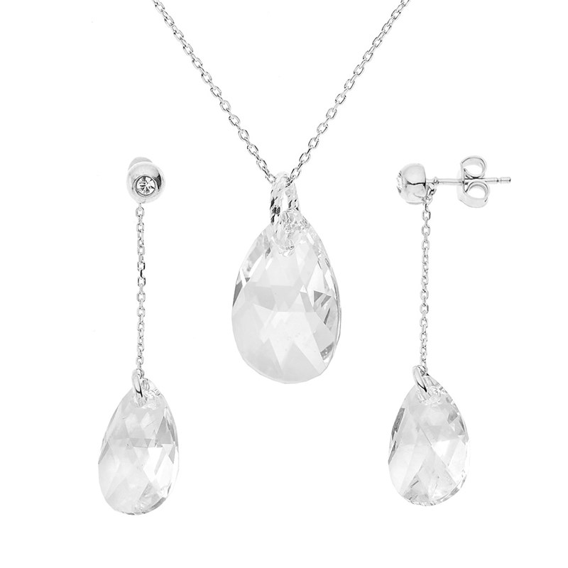 Parure - Collier/Boucles d'Oreilles - Cristal - Argent 925