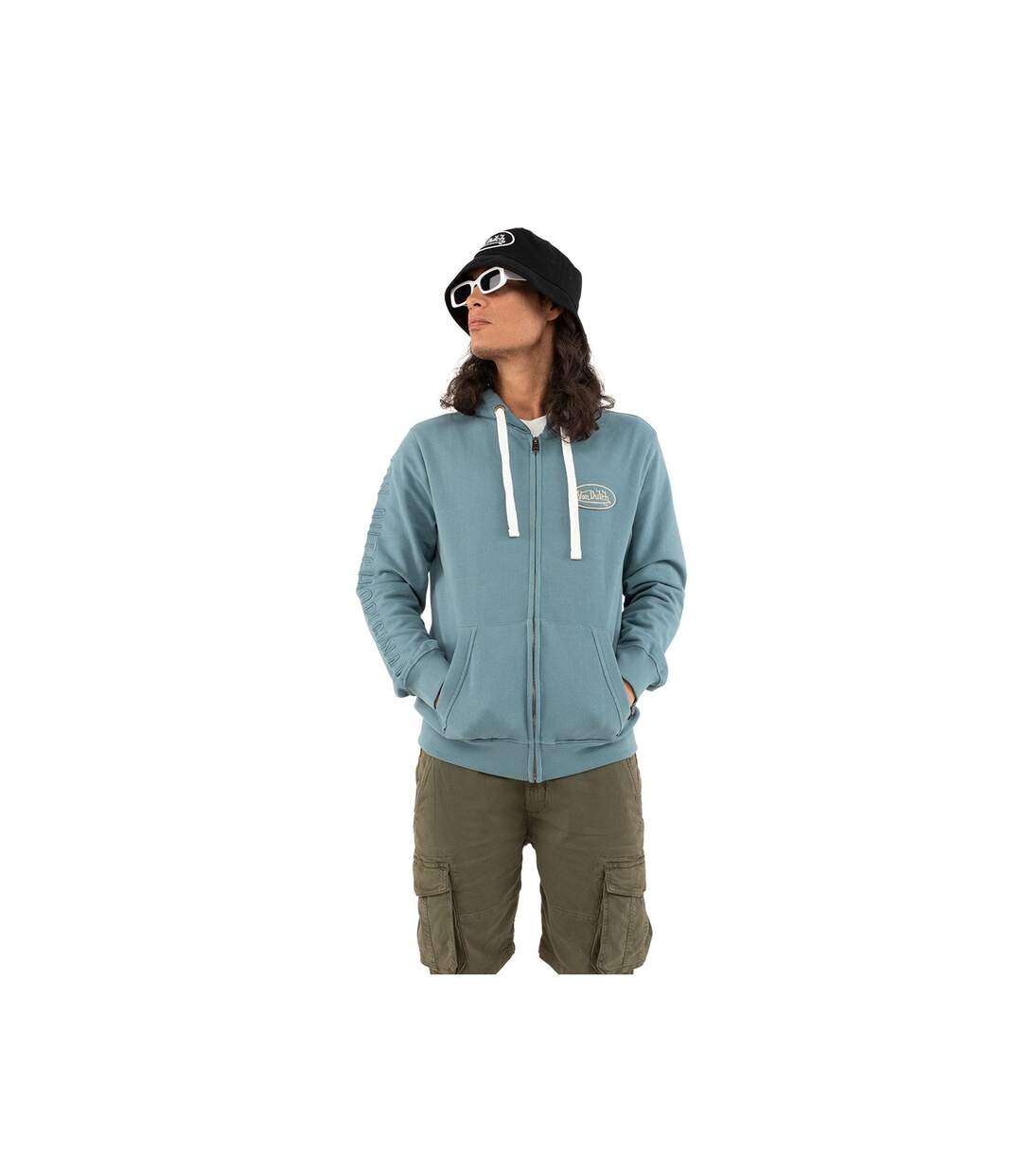 Sweat zippé avec capuche homme molletonné en coton Camp