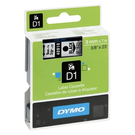 Dymo D1 Schriftband, schwarz auf transparent, 9 mm x 7 m