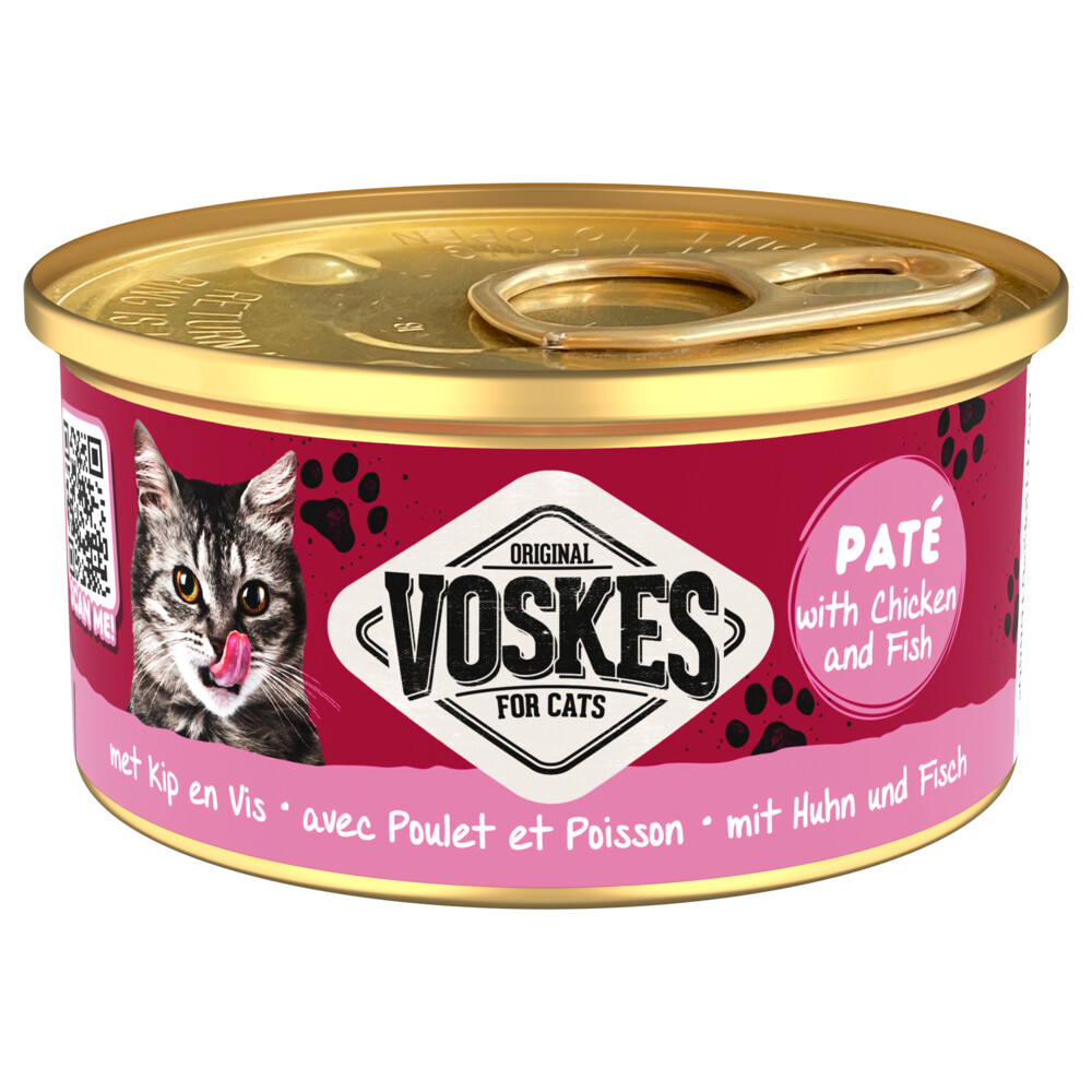 24x Voskes Kattenvoer Nat Paté Kip & Vis85 gr