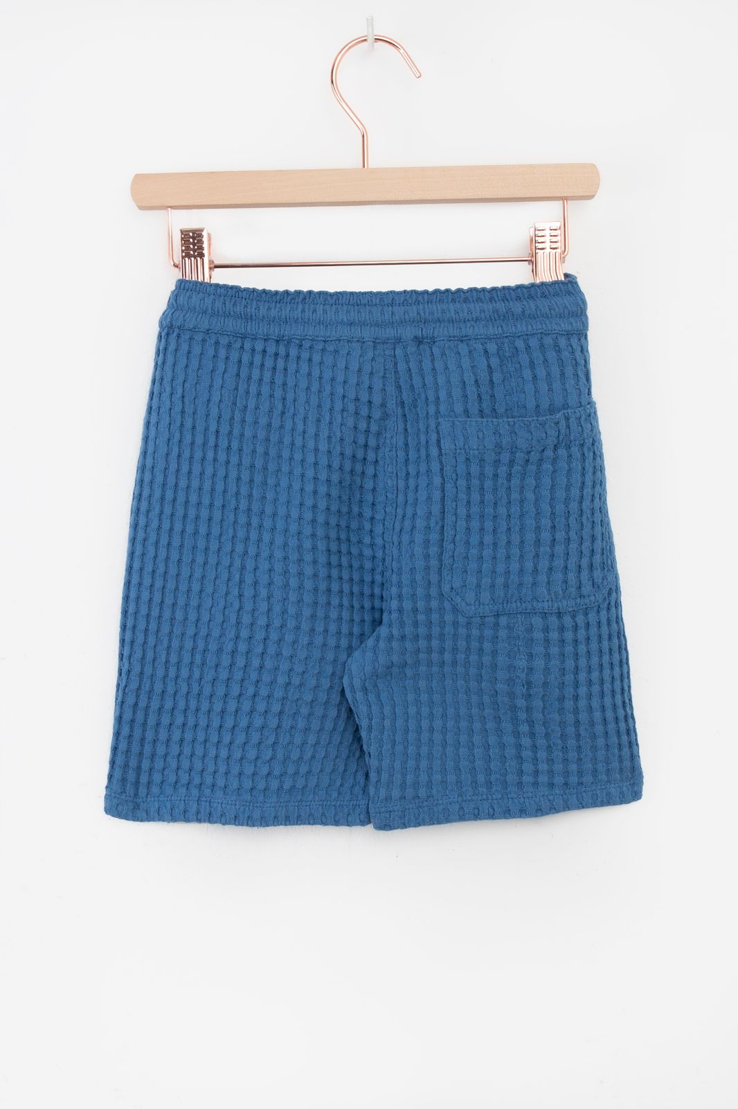 Blauwe pull on short met wafelstructuur