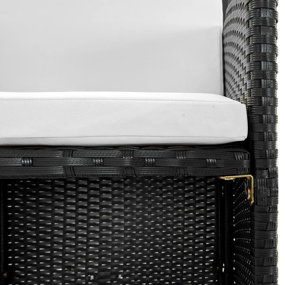 Salon de jardin meuble d'extérieur ensemble de mobilier 9 pièces avec coussins résine tressée noir