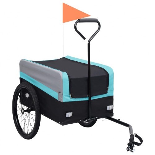 Reboque azul para bicicletas de animais de estimação