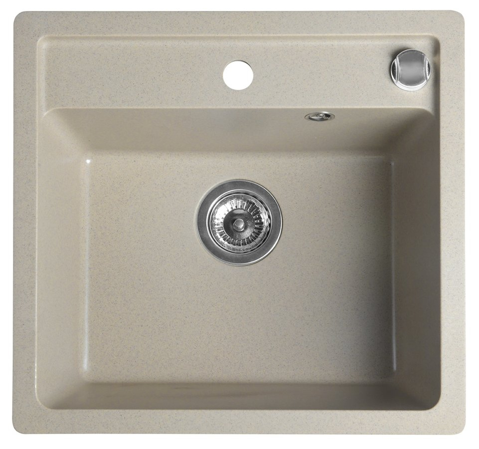 Sapho spoelbak 53x50cm met kraangat beige graniet