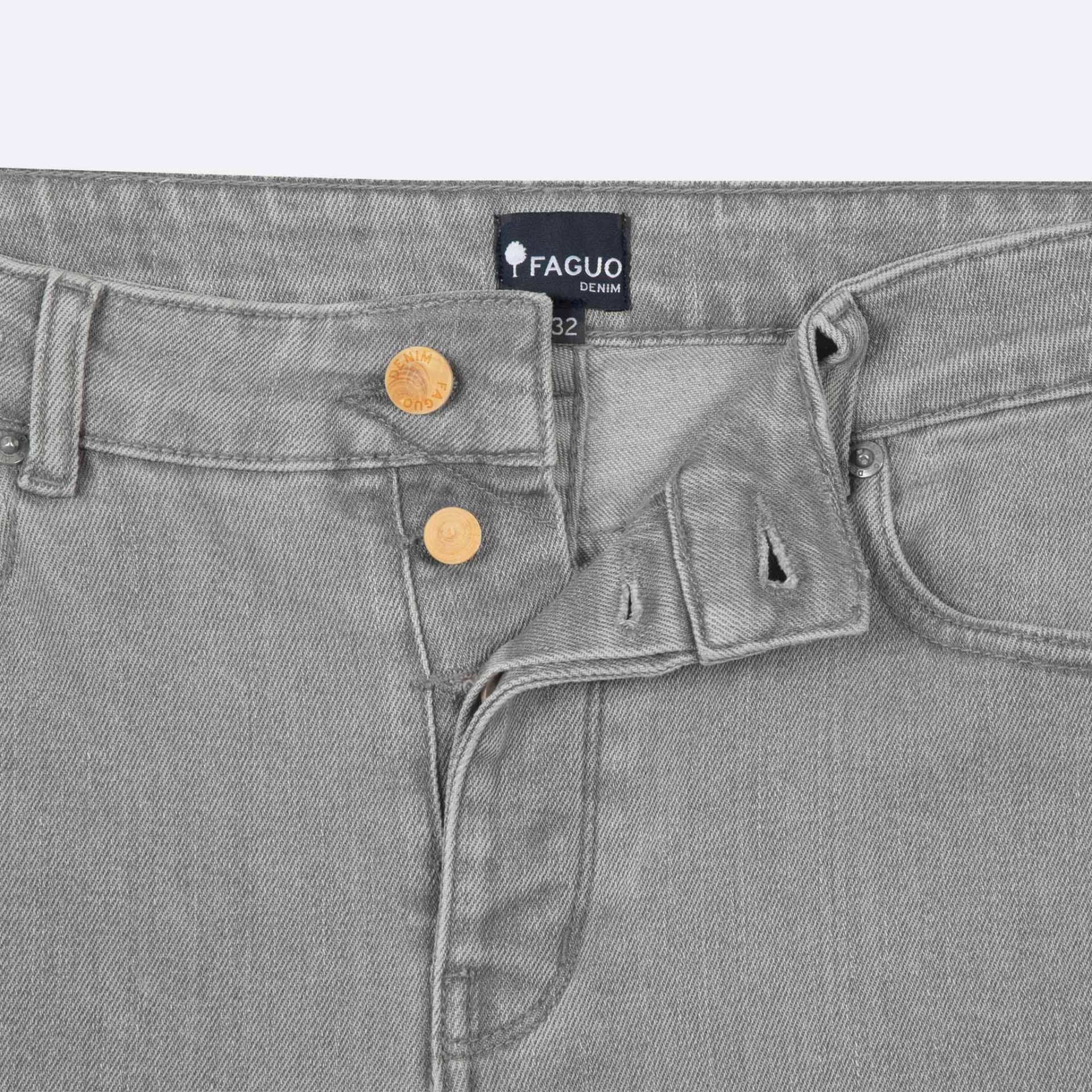 Jean light grey coupe slim végan en coton et polyester recyclé - modèle Denim