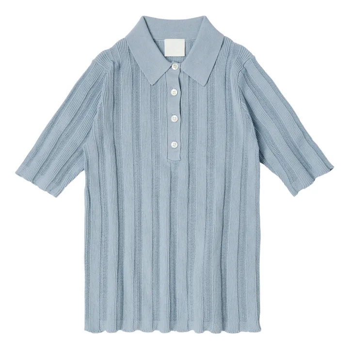 FUB Polo Pointelle Coton Bio - Collection Femme | Bleu ciel