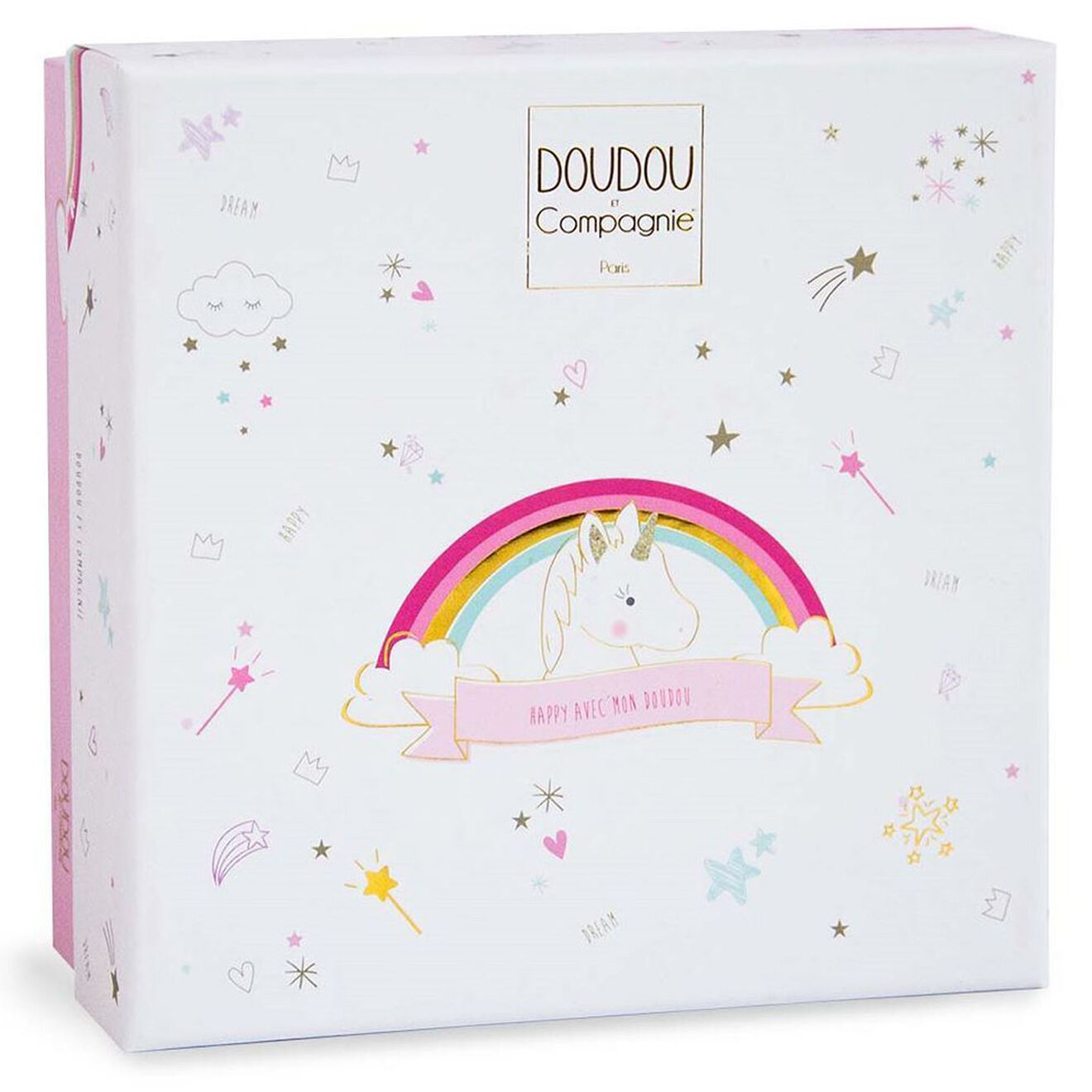Doudou et Compagnie Chaussons avec hochet Lucie la Licorne