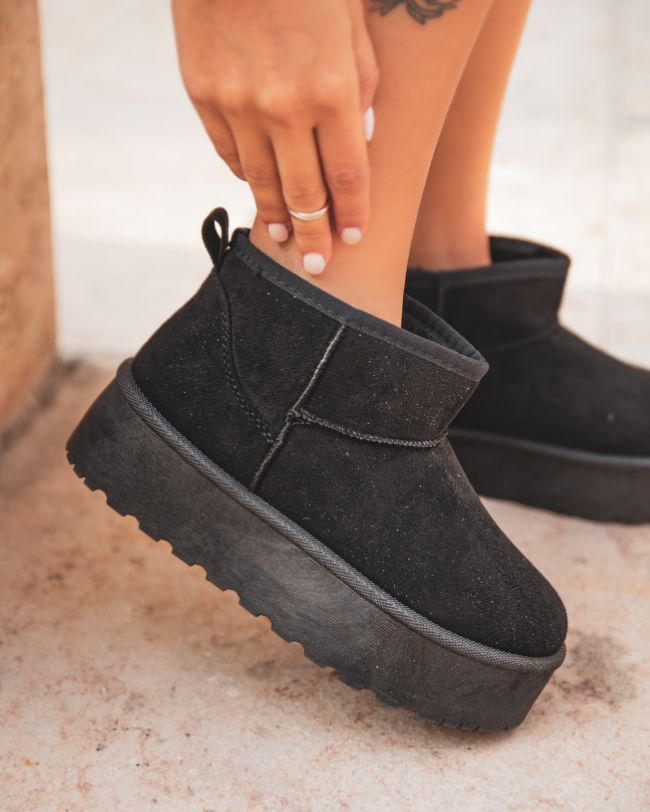 Bottines femme fourées noires à plateforme - Maria