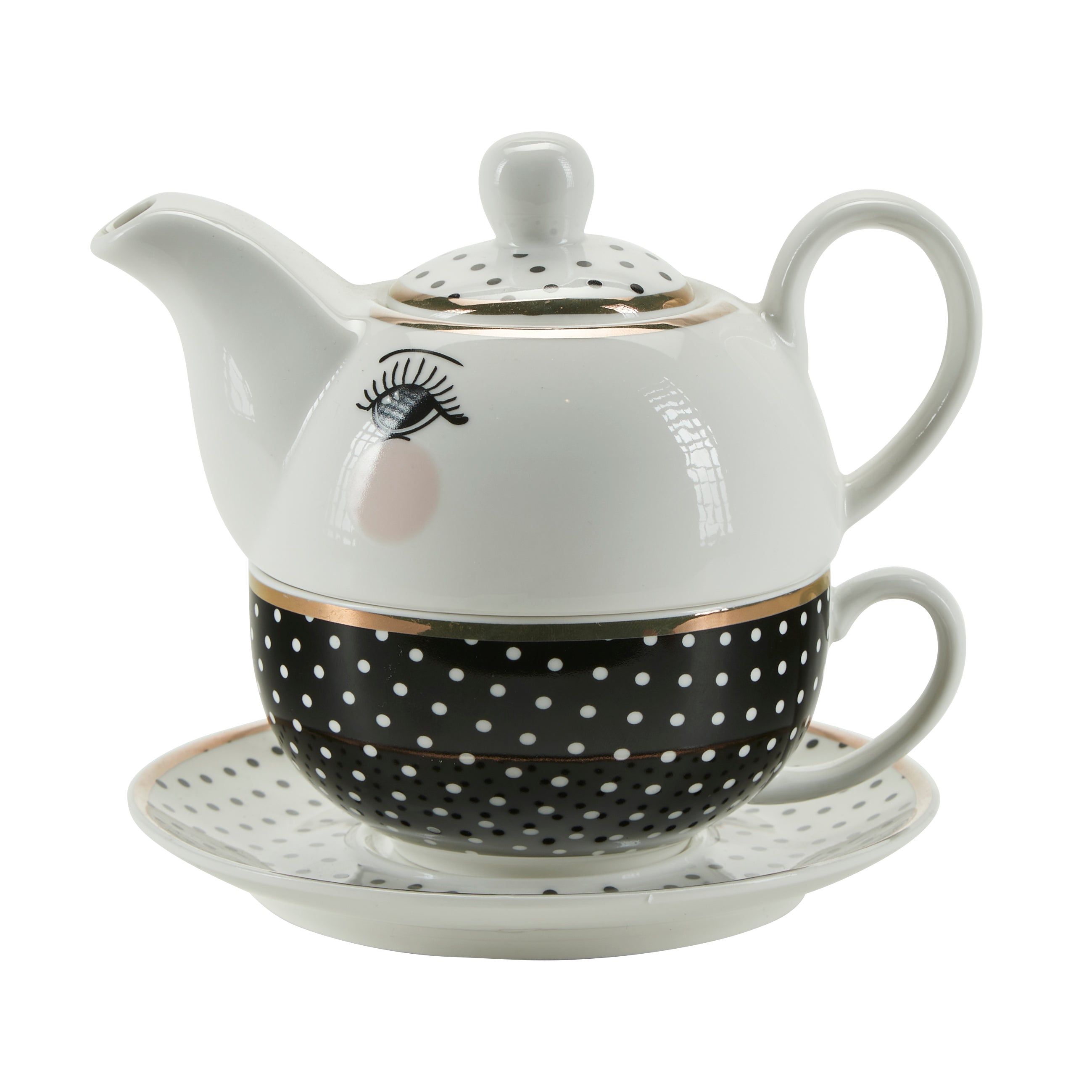 Miss Étoile  Dots & Stripes tekande - hvid/sort