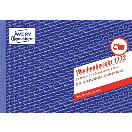 Avery Zweckform 1772 Wochenbericht, A5 quer, selbstdurchschreibend, 2x40 Blatt