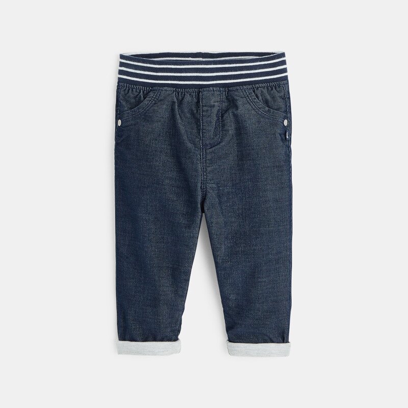 Pantalon velours milleraie taille élastiquée bleu bébé garçon Bleu