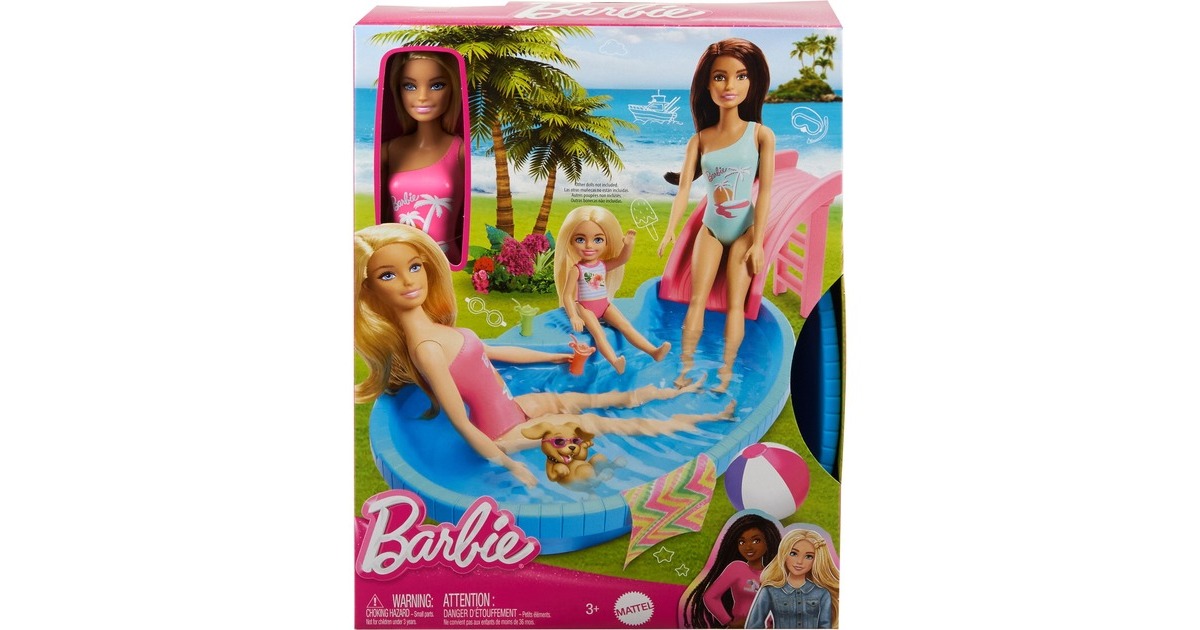 BarbieBlonde pop met zwembad en glijbaan