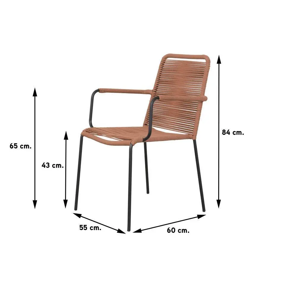 VDG Set van 6 - Denver Rope stapelbare stoel - Terracotta