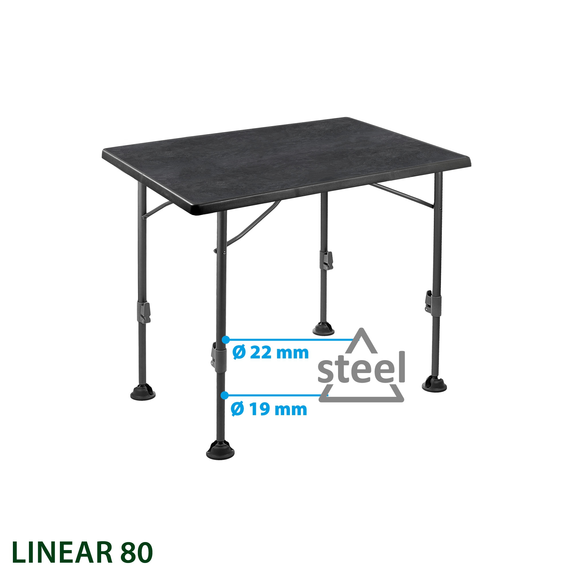 Brunner Linear Campingtisch schwarz 100 x 68 x H63/83 cm