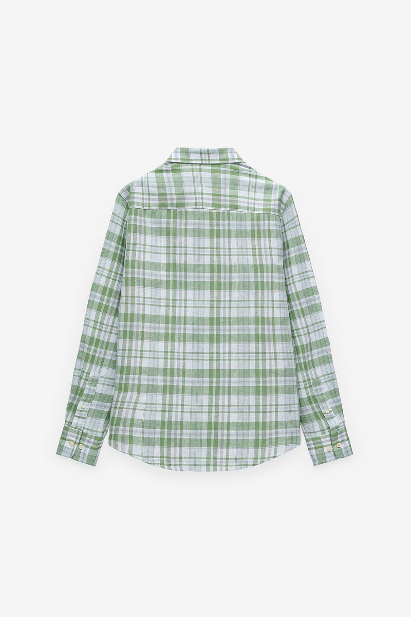 CAMISA DE ALGODÃO E LINHOS AOS QUADRADOS