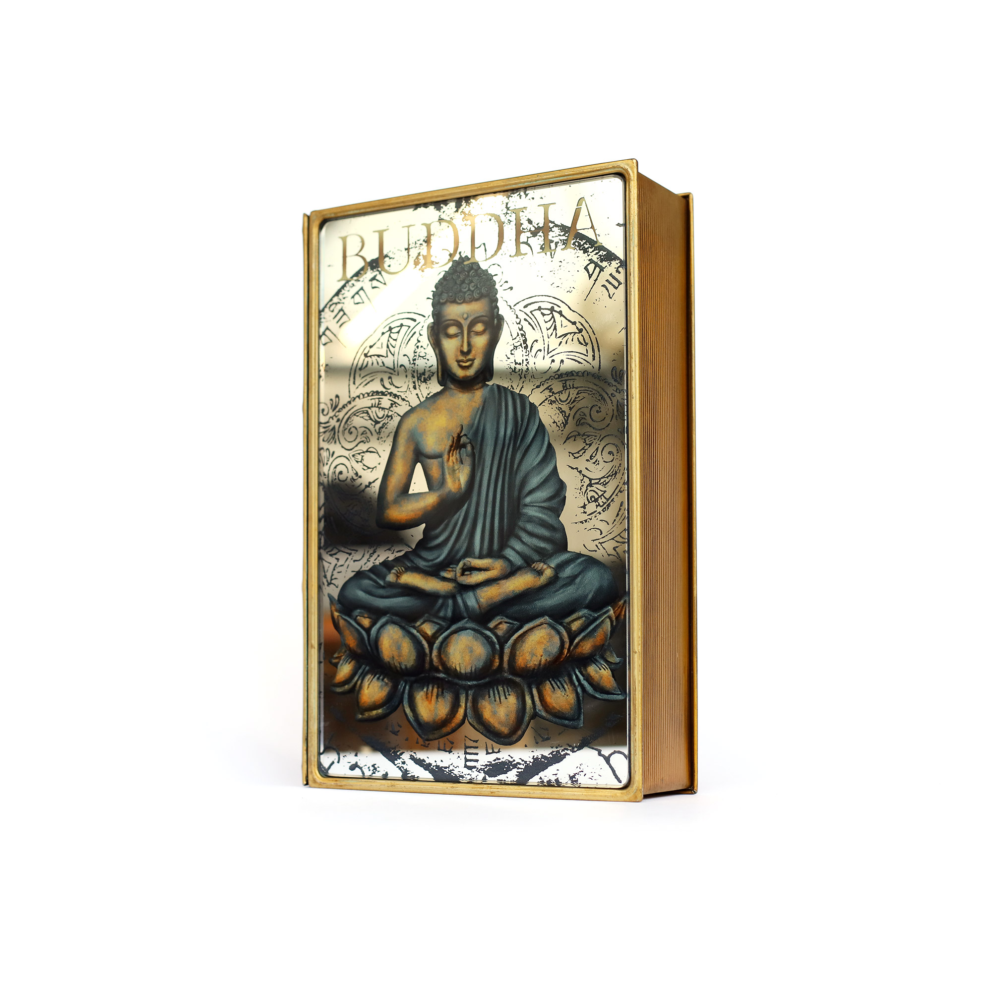 Metallbox 'Book' mit Spiegelglas-Cover, gold, B 20 cm, H 30 cm, L 7 cm von fischer's lagerhaus