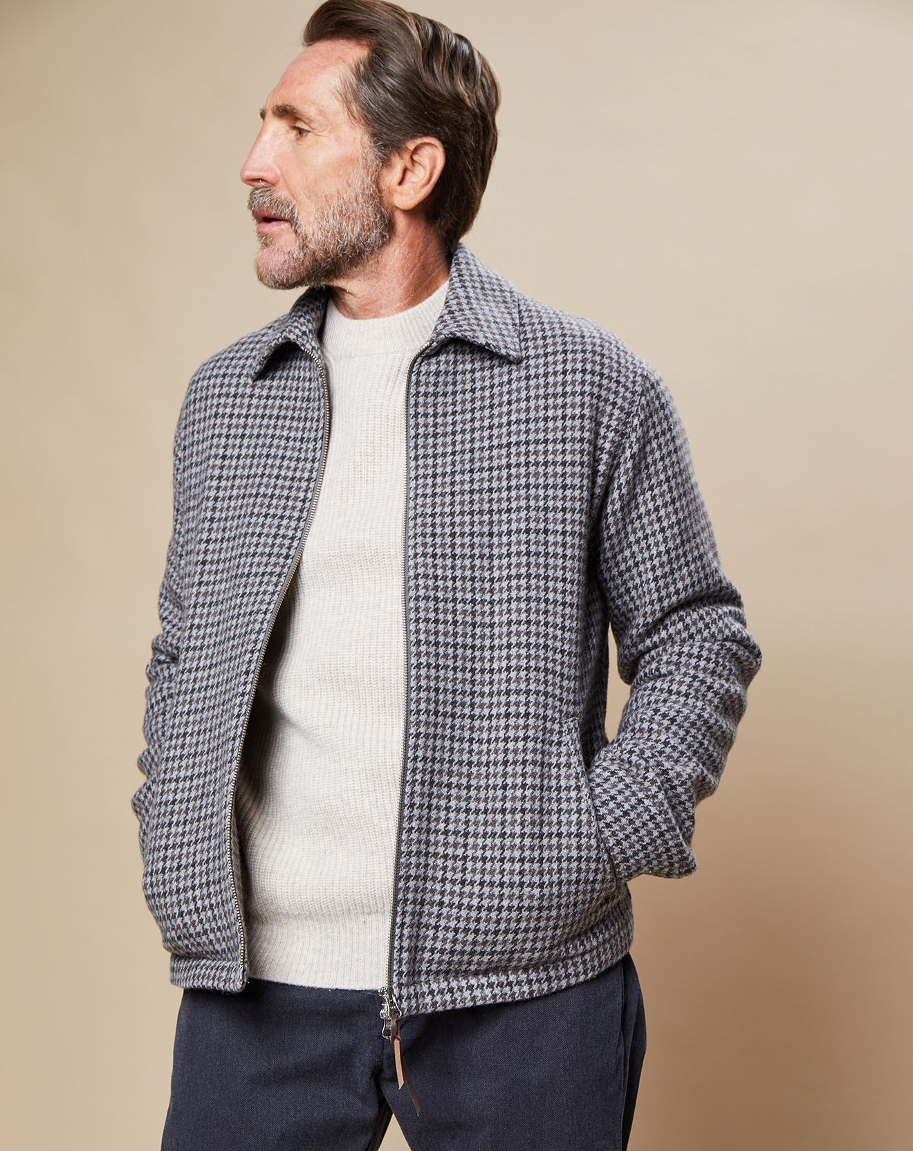 Hartford Blouson en Laine mélangée Desmond pied-de-poule flanelle/charcoal/noix