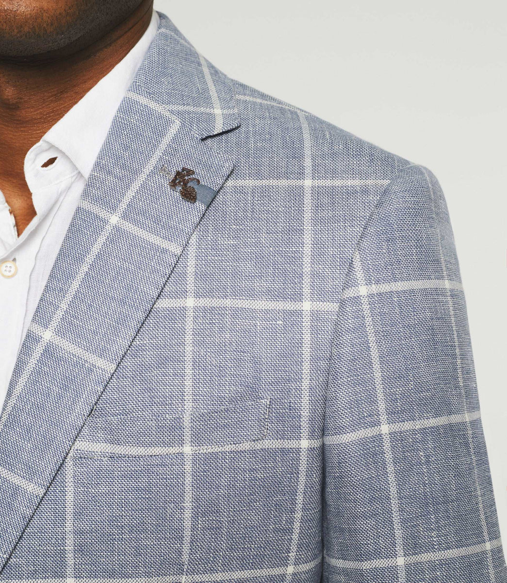Veste casual à carreaux bleu ciel 