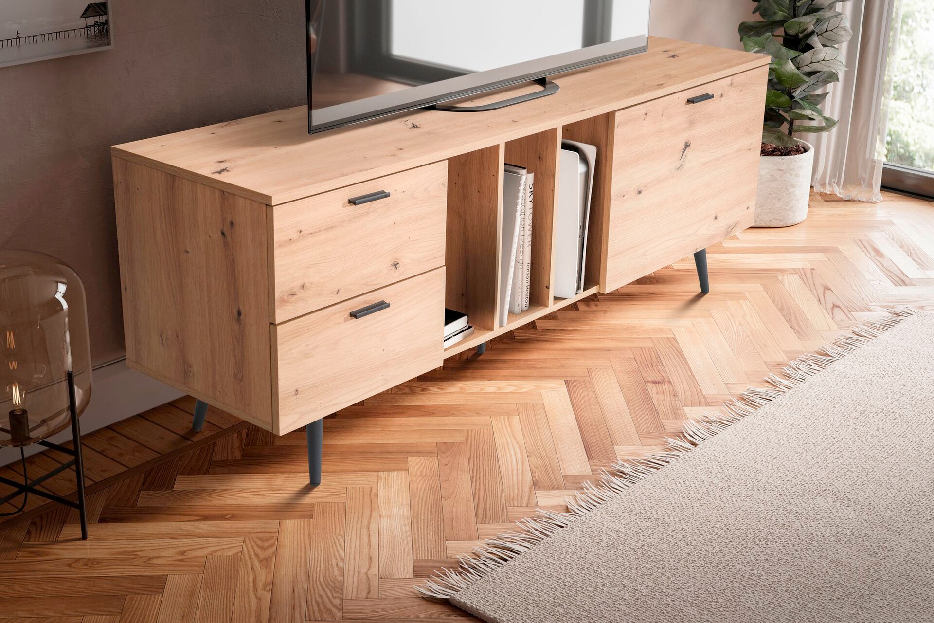 Lowboard 150 x 55 cm Eiche-Dekor