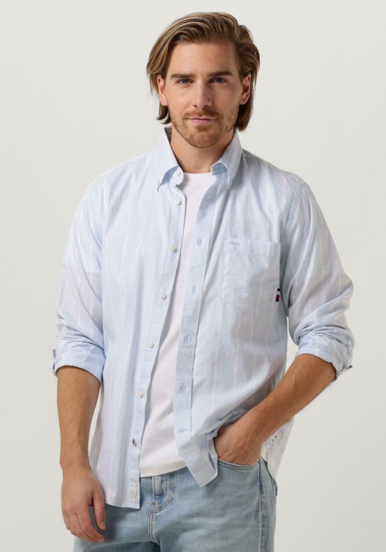 TOMMY HILFIGER blauw/wit gestreepte tommy hilfiger casual overhemd oxford stripe rf shirt
