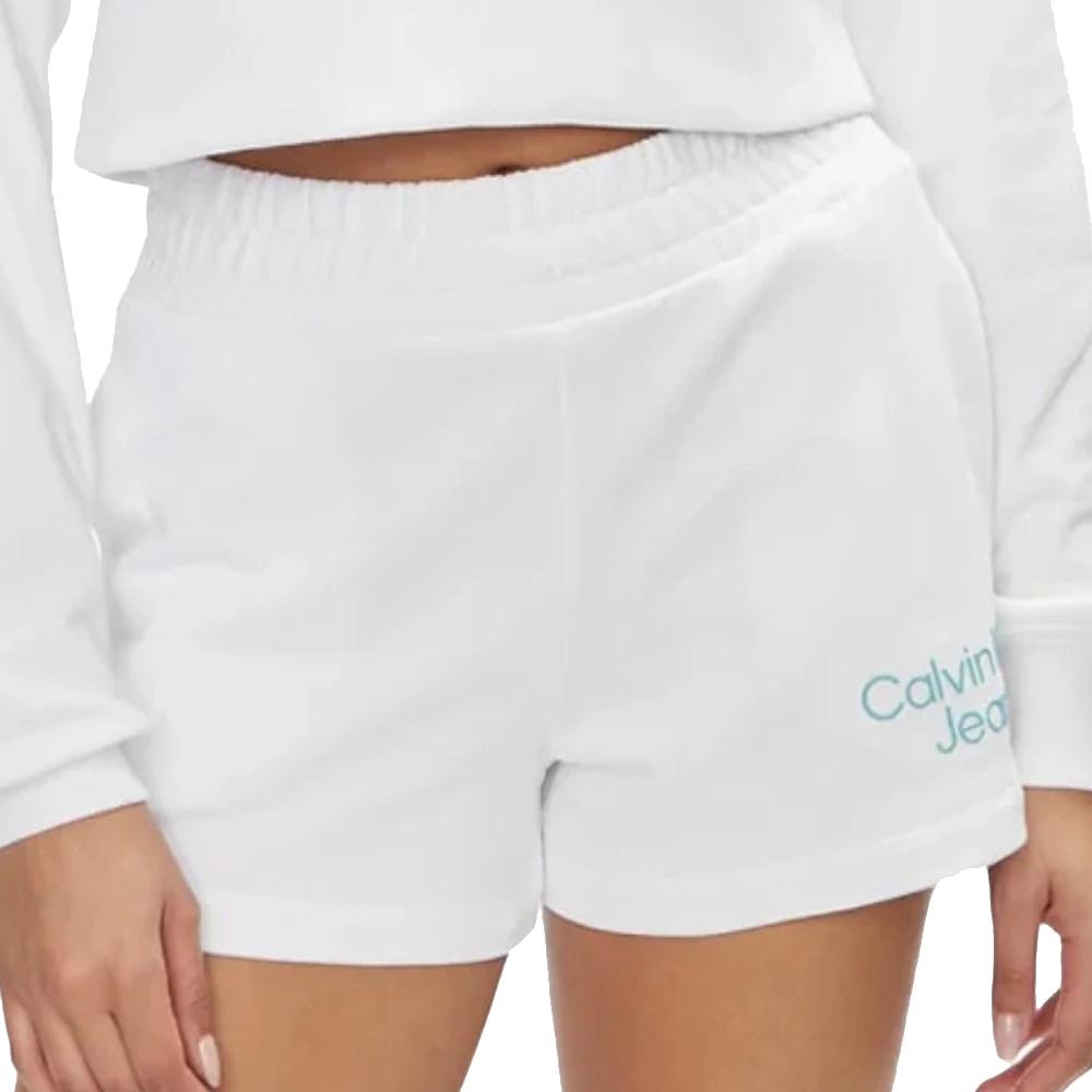 Calvin Klein Jeans Short Blanc Femme Calvin Klein Jeans Stacked Institutional