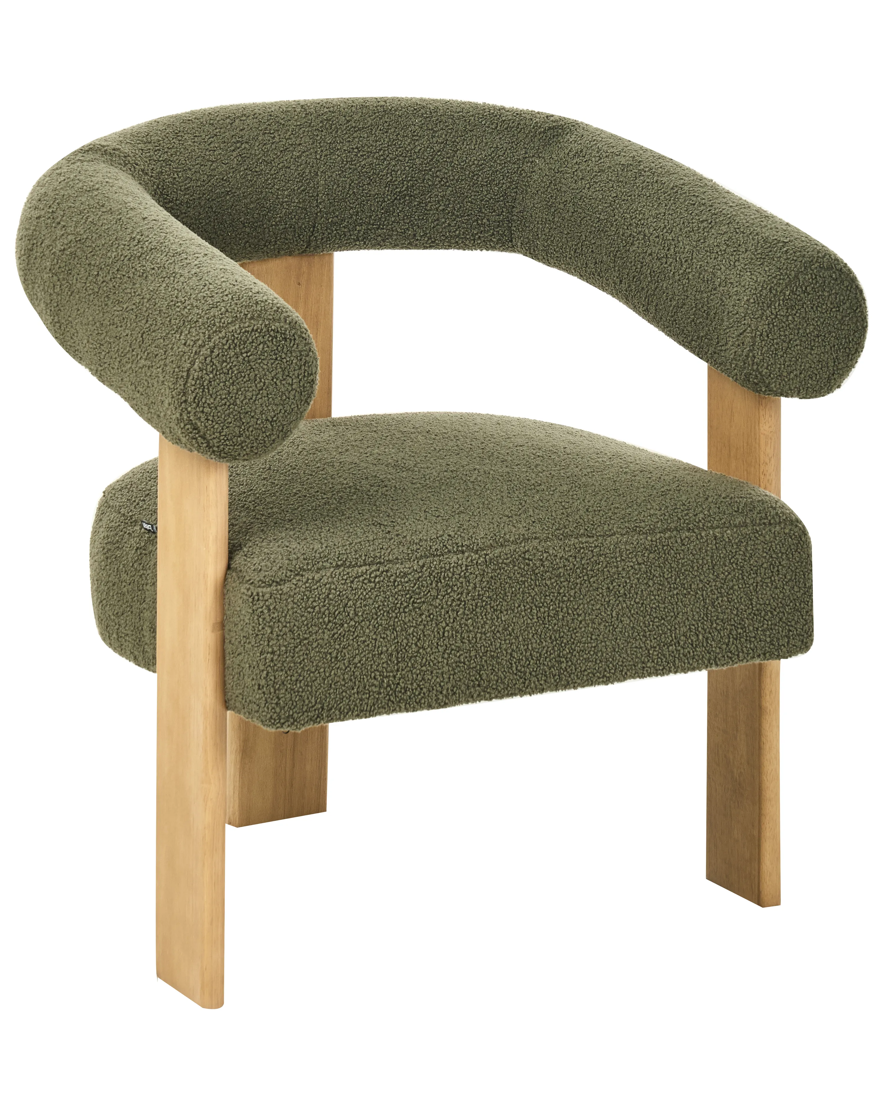 Fauteuil ILBRO Bouclé Groen/lichtbruin