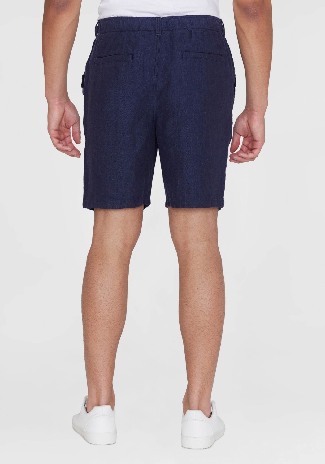 Knowledge Cotton Apparel Leinenshorts Fig Loose Herringbone Shorts Total Eclipse