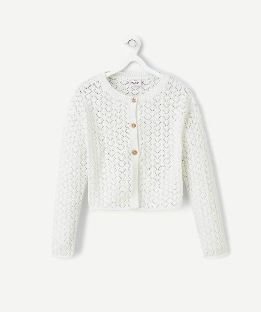 CARDIGAN FILLE EN CROCHET BLANC