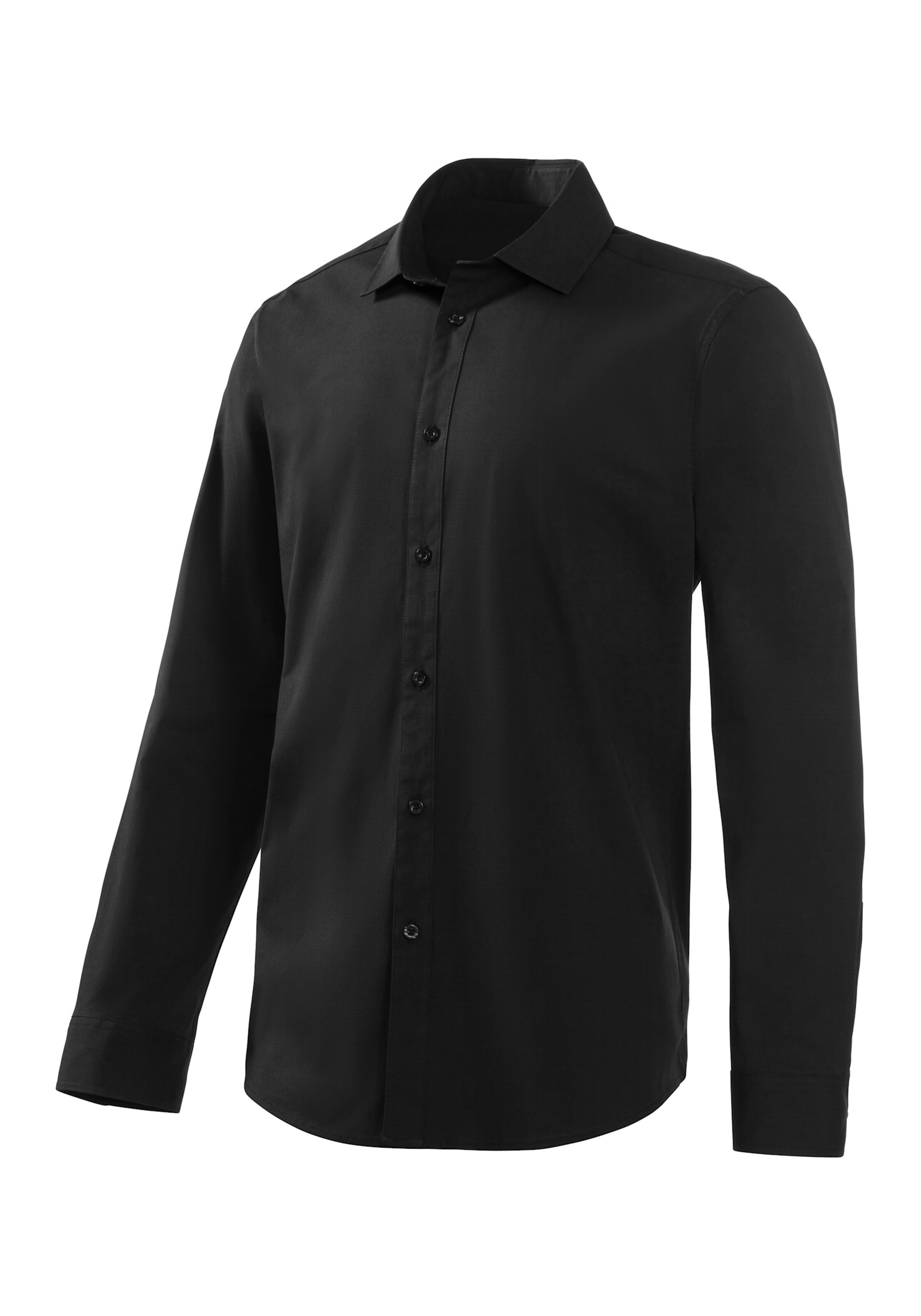 Langarmhemd in schwarz
