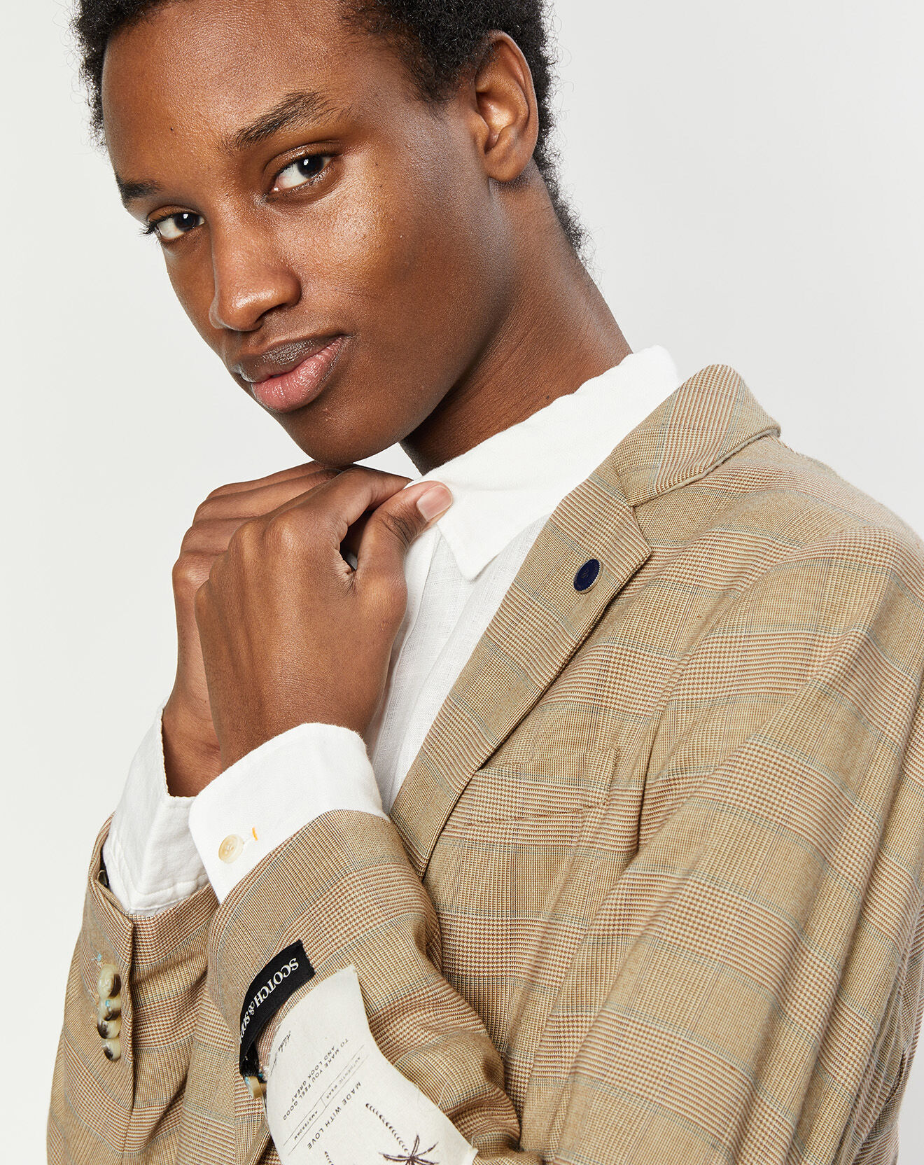 Scotch & Soda Blazer ajusté à carreaux marron/beige