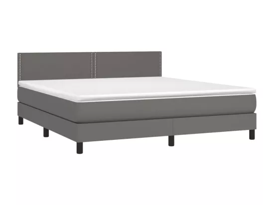 Sommier tapissier et matelas et LED Gris 180x200 cm Similicuir