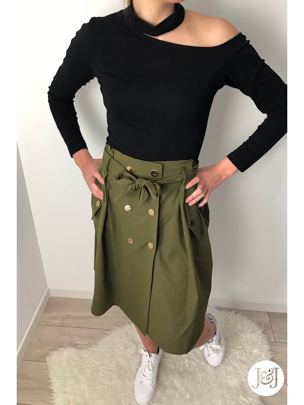 Jupe trapèze Kaki 'Dacca'