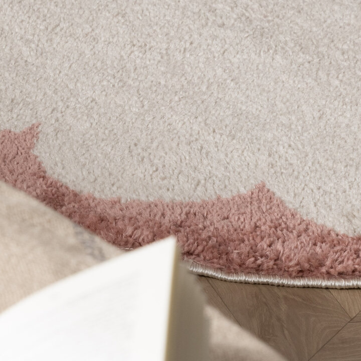Rond wasbaar vloerkleed - Myrre Roze/Wit
