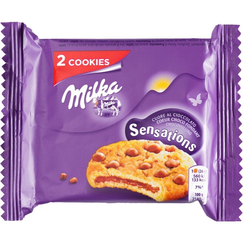 Cookies Sensation coeur choco fondant Milka x 2 - Étui de 52 g