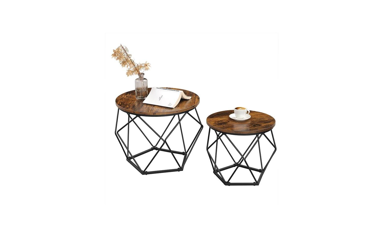 Couchtisch 2er Set 40/50 x 36 cm/40 cm, Braun/SchwarzCouchtische