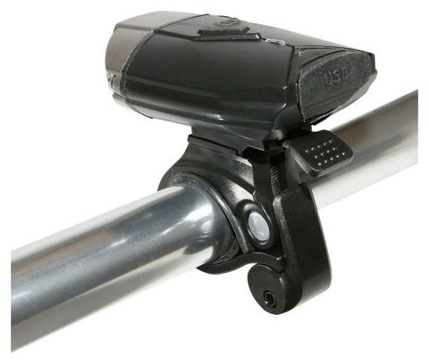 ECLAIRAGE VELO USB AV SUR CINTRE 300 LUMENS NOIR-GRIS 2 INTENSITES 100%-50% FIXATION CINTRE OU CASQUE