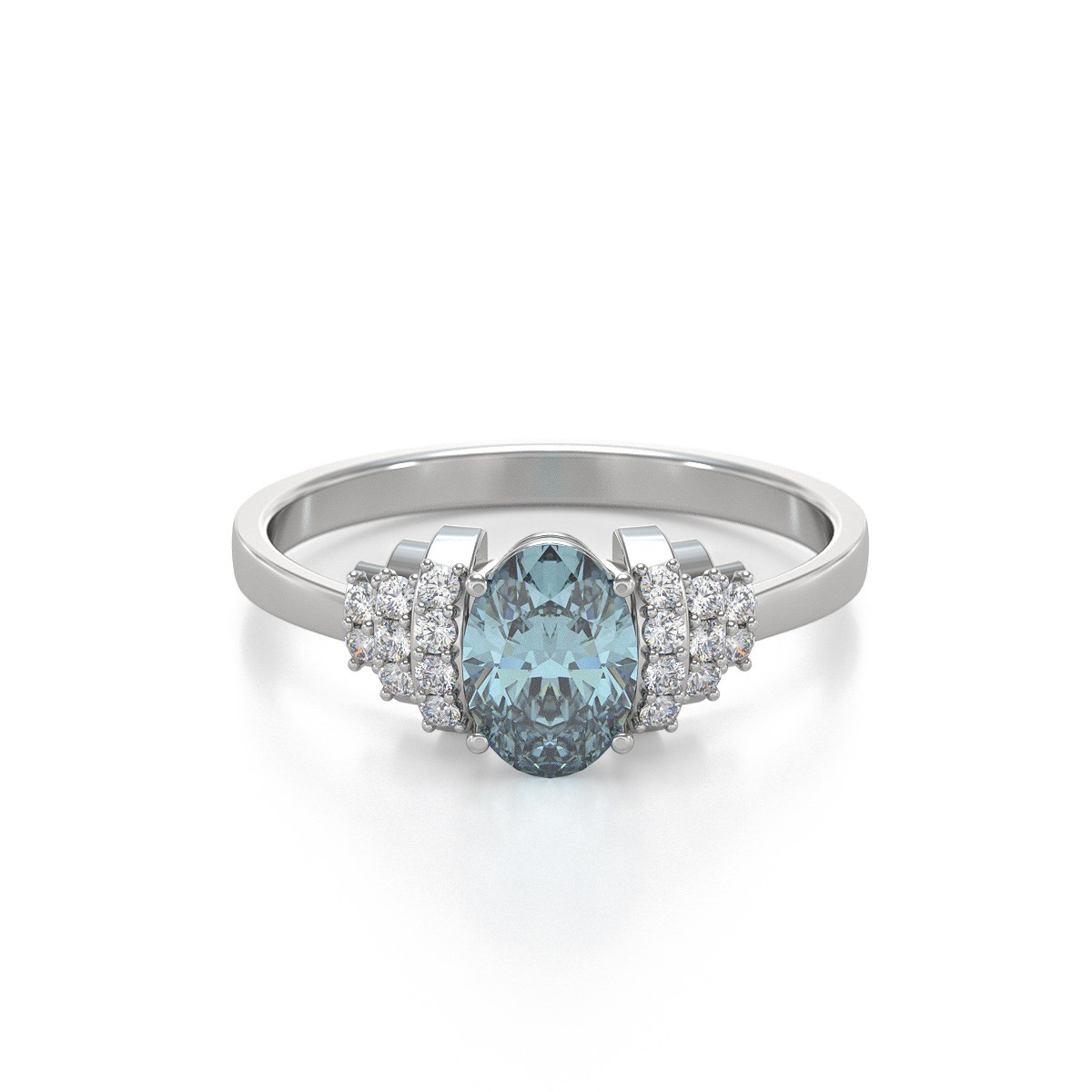 Bague aigue-marine et diamants en argent 925 : un bijou luxueux et raffiné | Aden Boutique