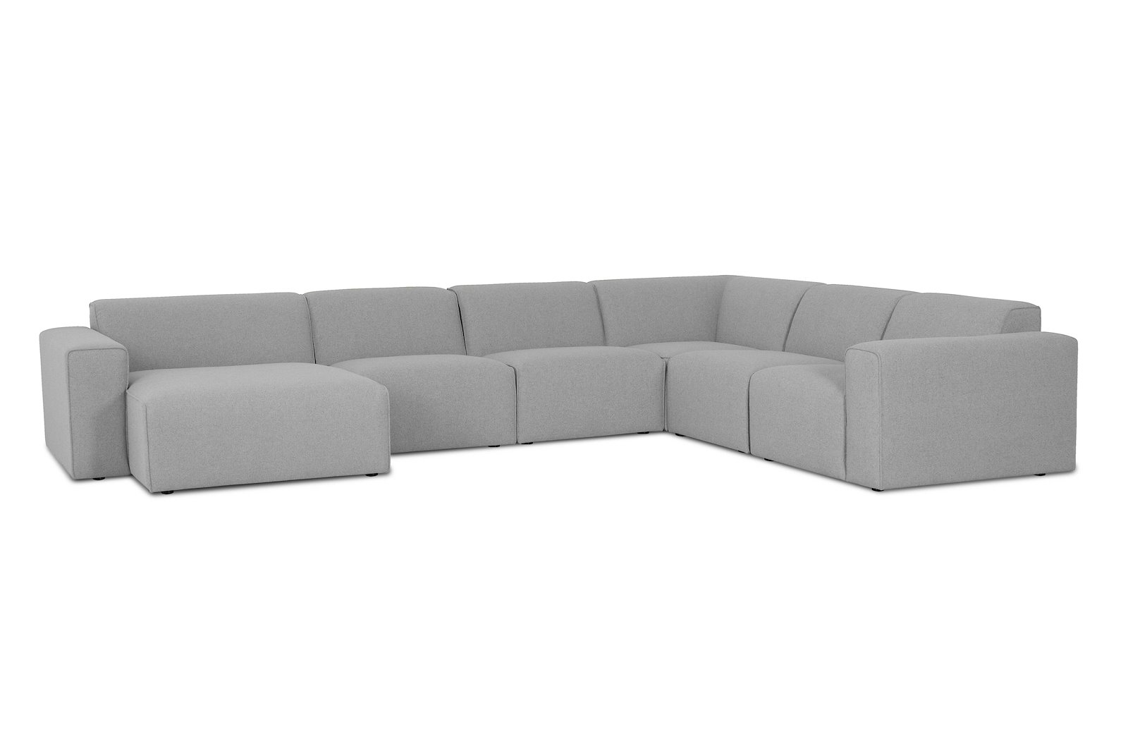 Styl U-sofa Sjeselong venstre, 2-seter og 2-seter høyre. Tekstil Lombardo 3 Grey med sorte ben.