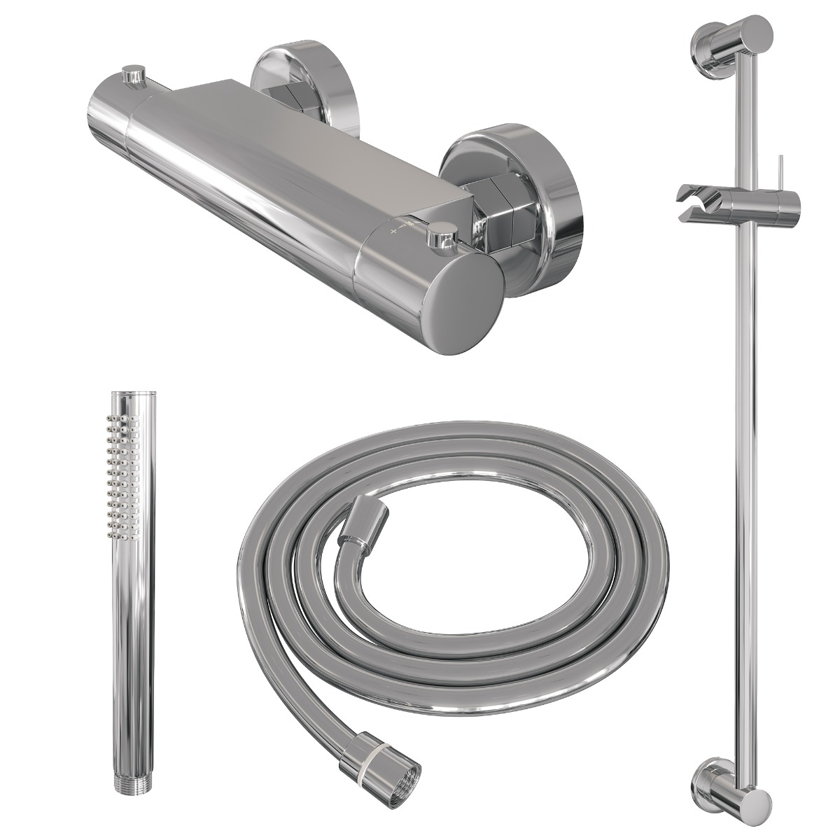 Brauer Chrome Edition thermostatische doucheset met glijstang en staafhanddouche chroom