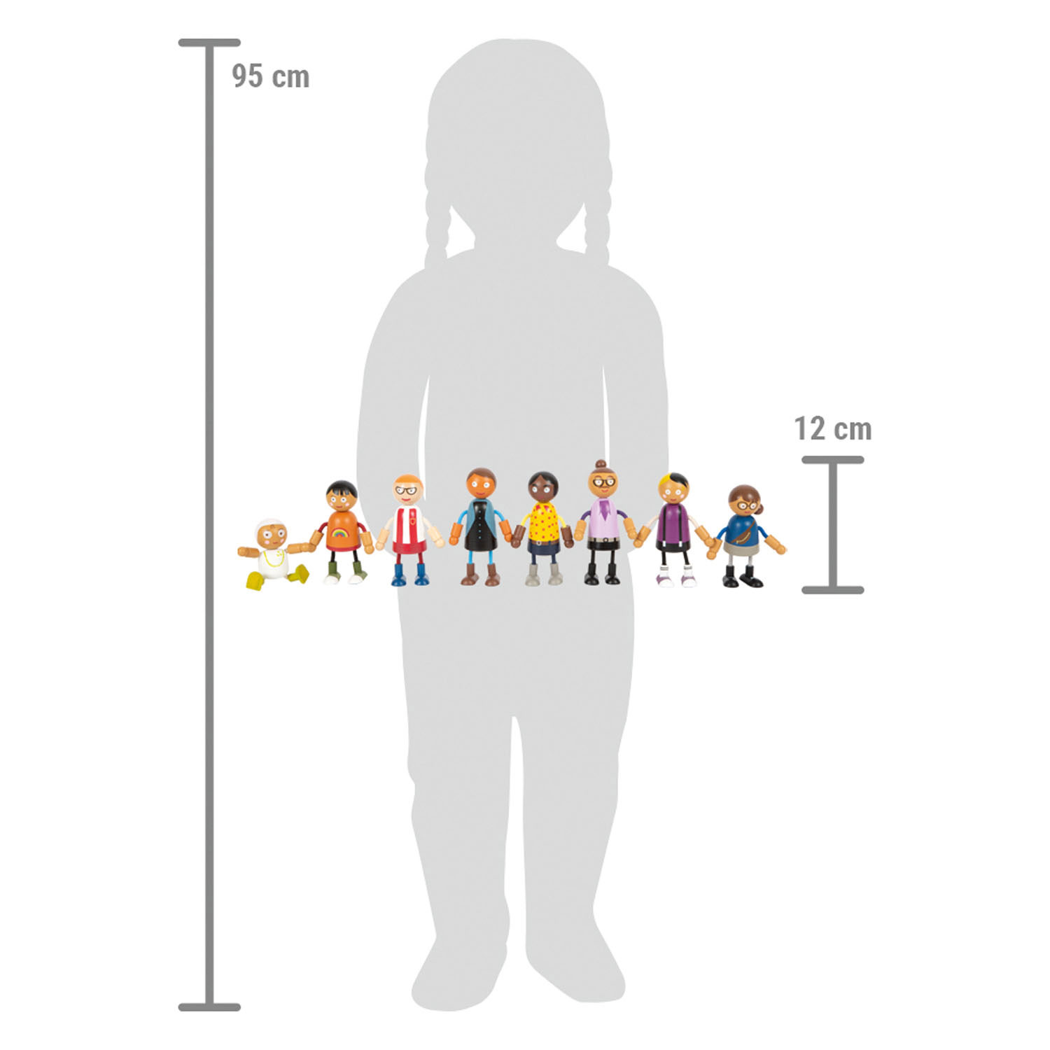 Small Foot - Houten Buigzame Poppenfamilie met Baby, 8st.
