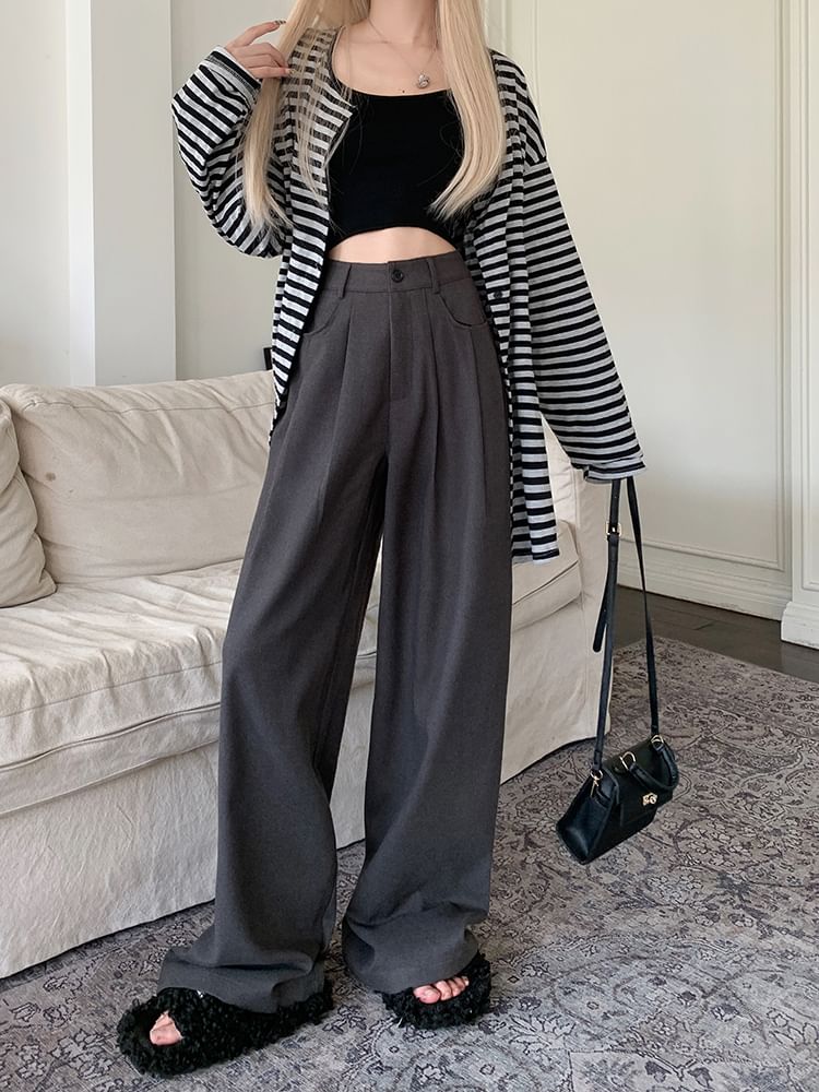 Alfie - Hoge taille effen losse broek