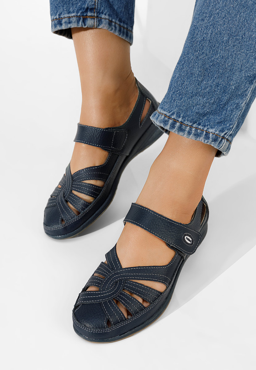 Ballerines femme en cuir bleus Parina