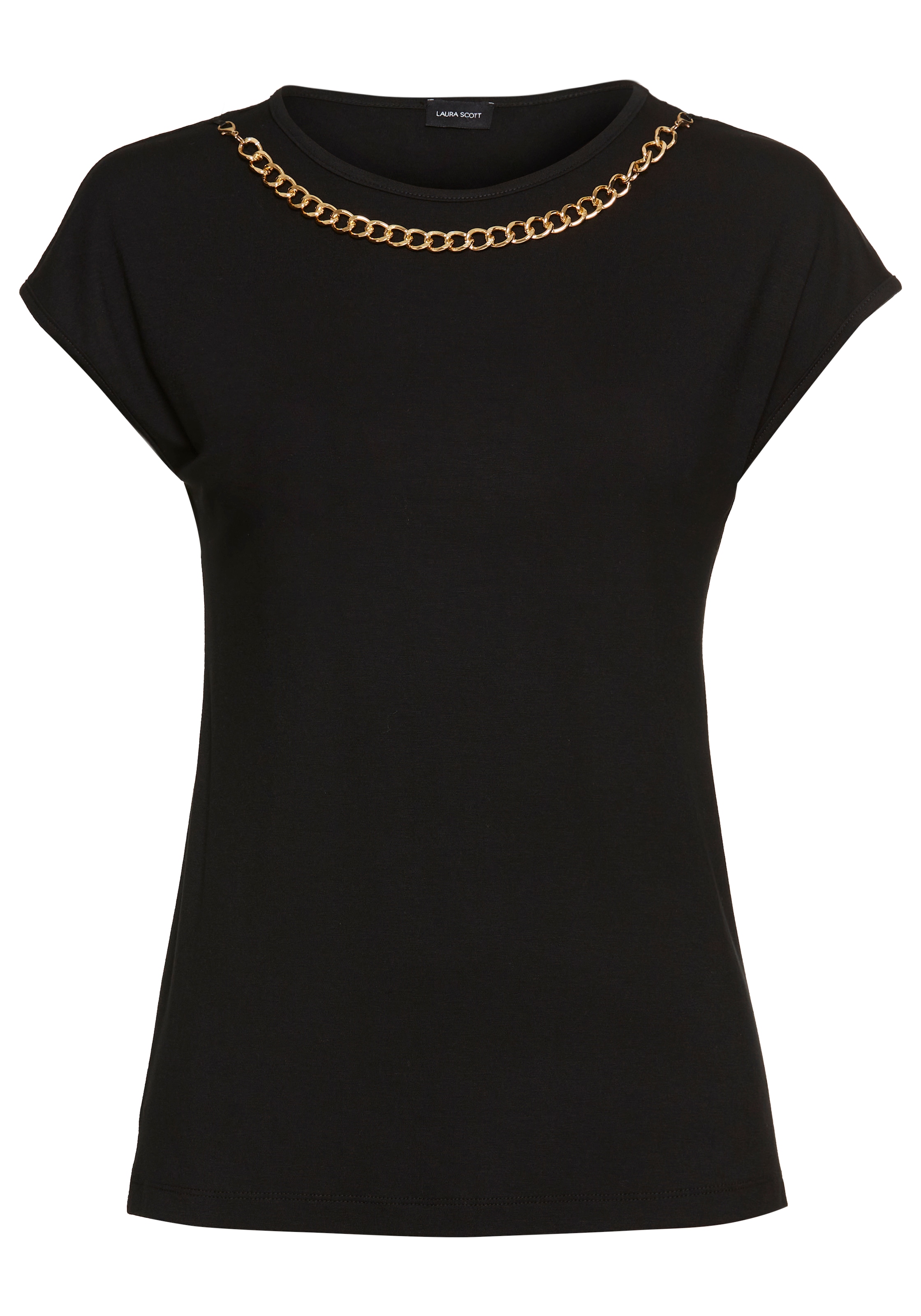 Laura Scott Rundhalsshirt mit goldfarbener Zierkette