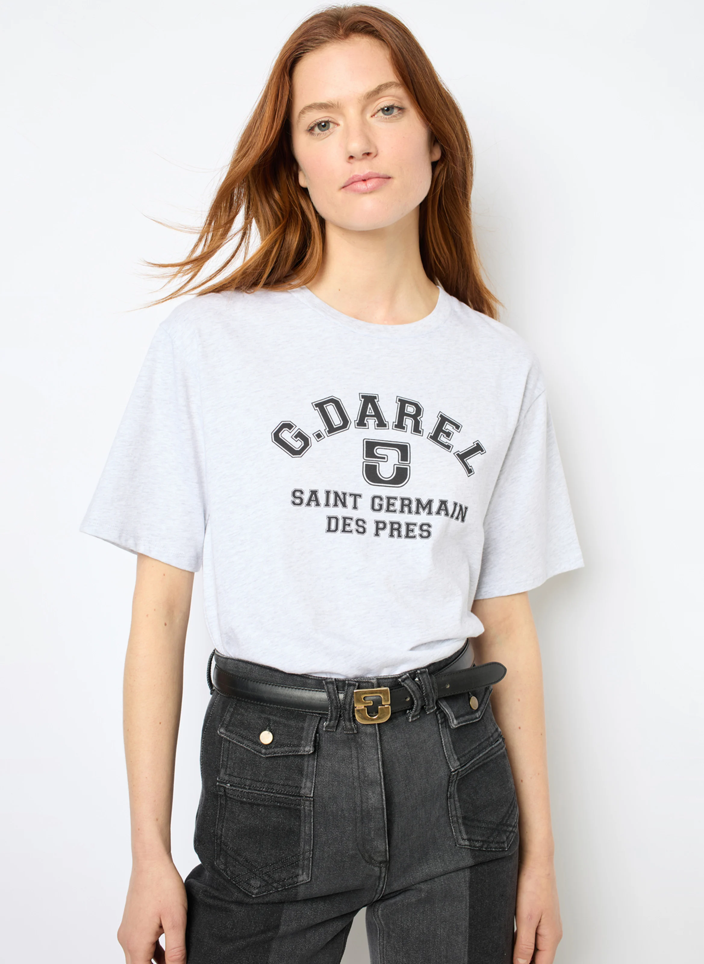 AXELLE - Tee-shirt col rond en coton | Gris