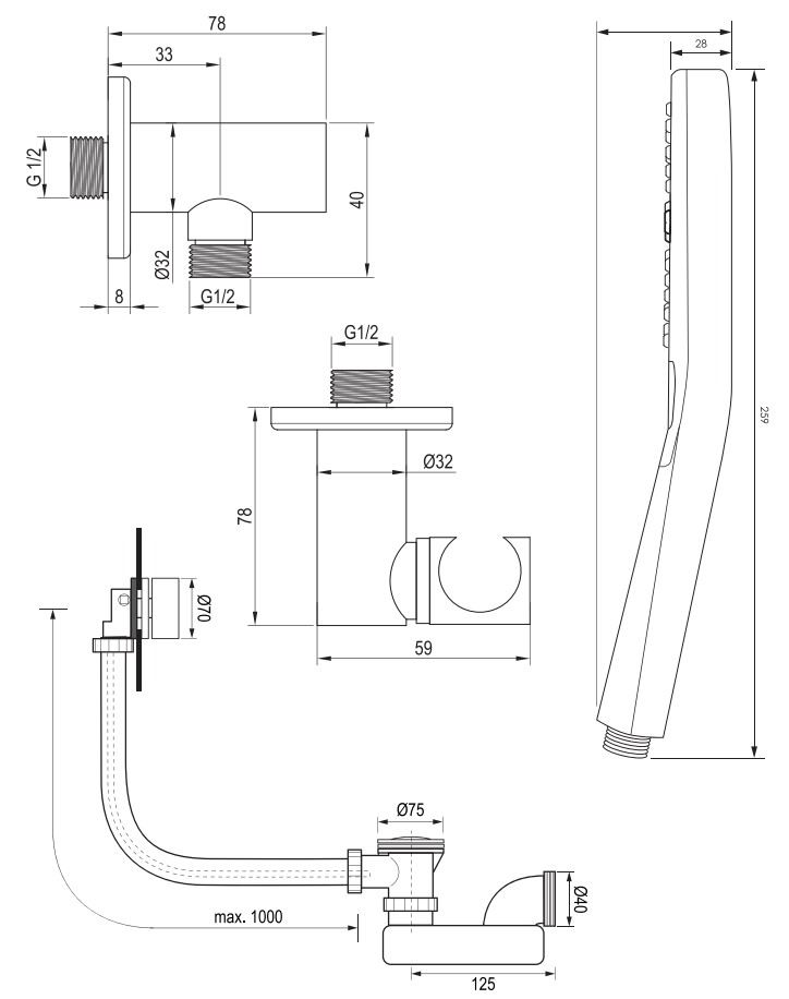 Brauer Copper Edition thermostatische inbouw badkraan met badvulcombinatie en 3 standen handdouche set 4 koper geborsteld PVD