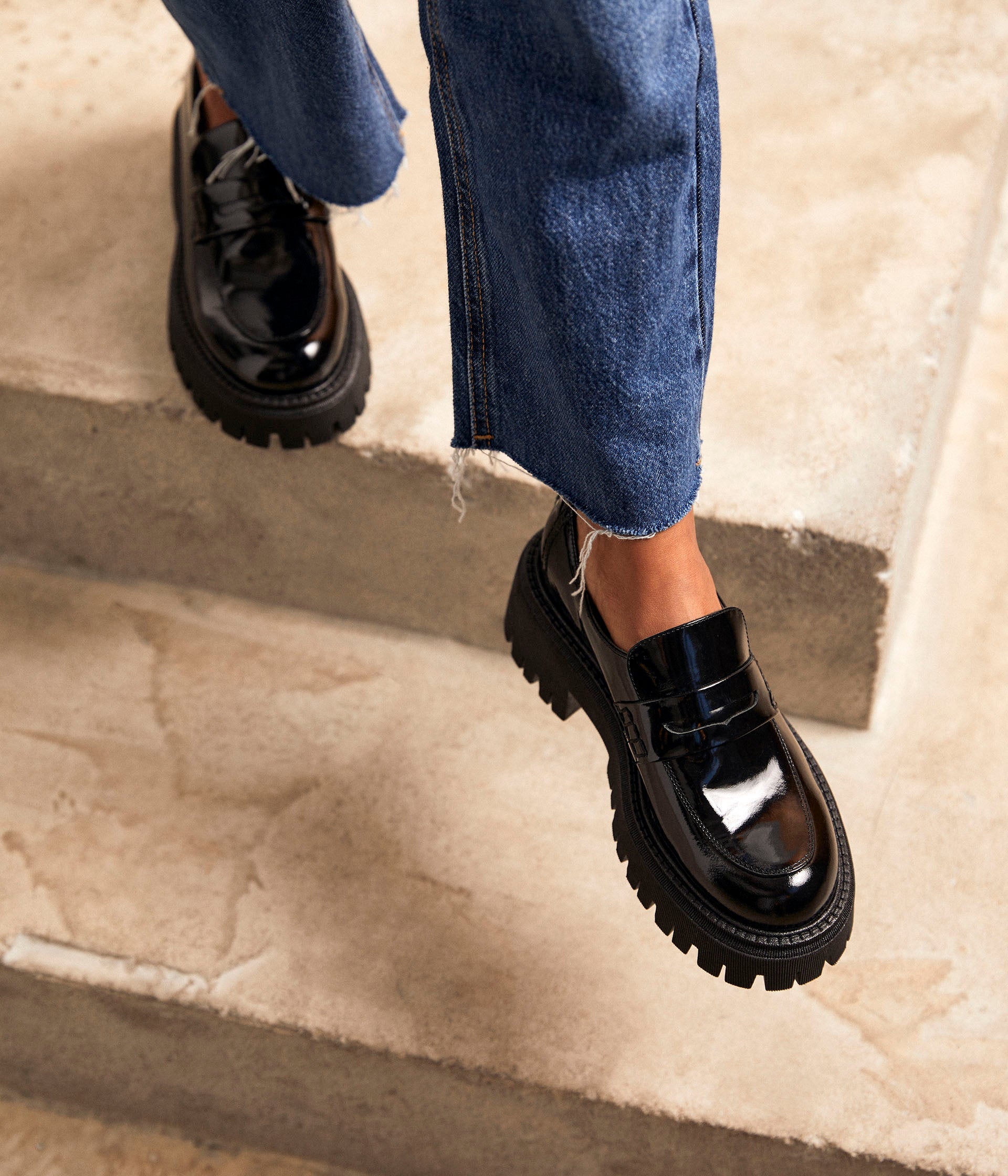 Mocassins crantés vernis Aelle