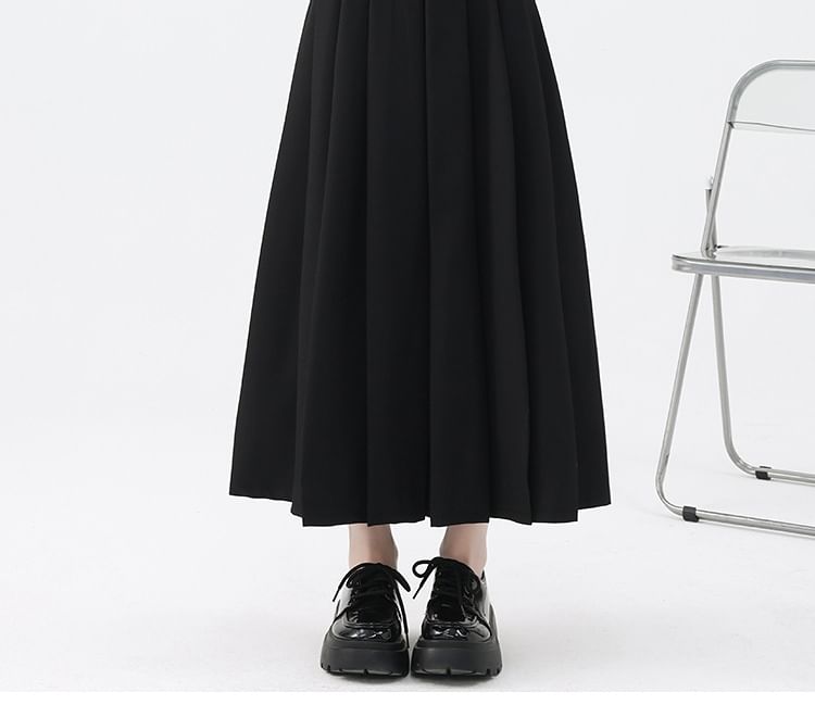Niji Smile - A-lijn geplooide maxi-rok met hoge taille