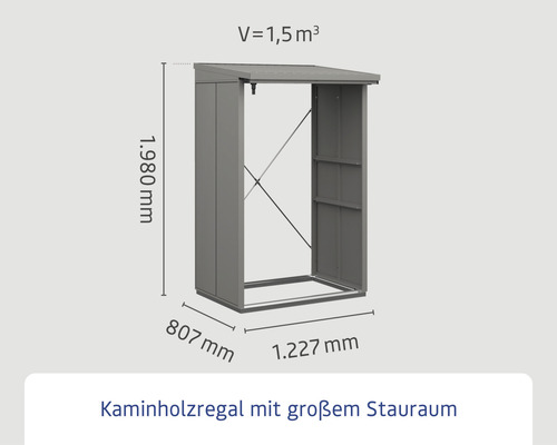 Hörmann EcoStar Elegant-V Type 1 brandhoutberging, 122,7 x 102,5 x 198,0 cm, grijs aluminium