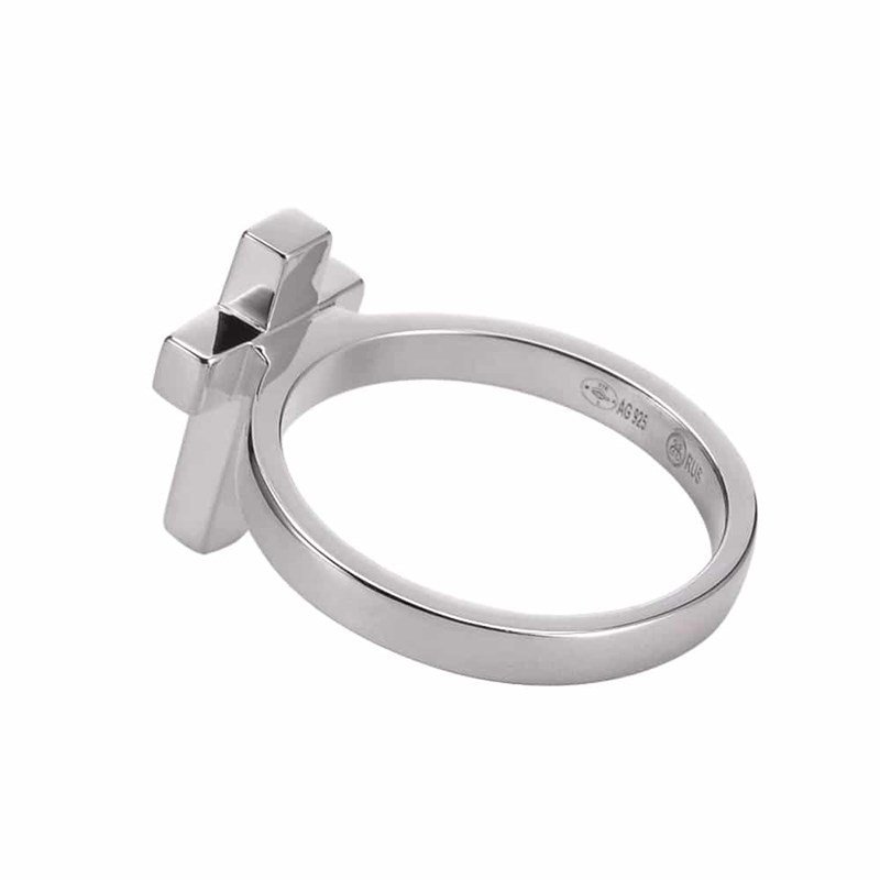 Bague Argent Rhodié Croix Marie