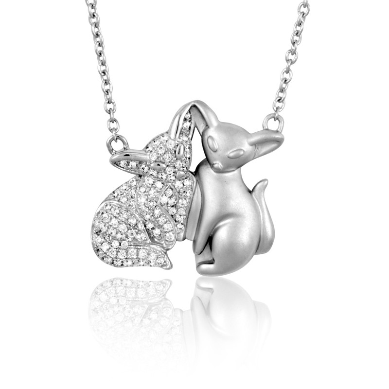Collier Renard en Argent orné de 90 Cristaux Swarovski Cubic Zirconia Blancs